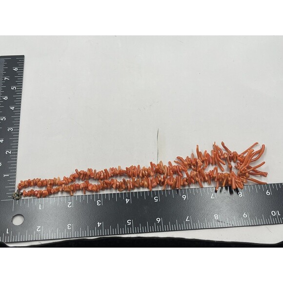 Vintage Antique Southwestern Red Branch Coral Necklace Graduated 17” Salmon - Picture 5 of 6